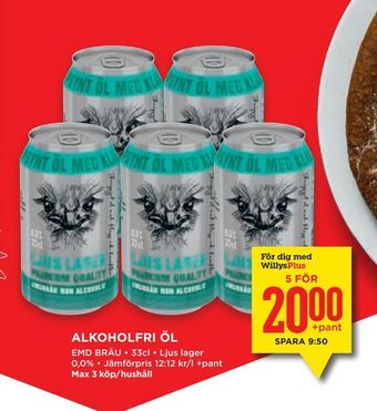 Willys Alkoholfri öl erbjuda