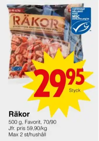 Matöppet Favorit räkor med skal erbjuda