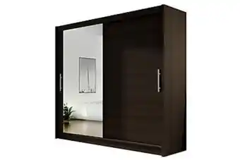 Furniturebox Emilio garderob 180 skjutdörrar spegel valnöt erbjuda
