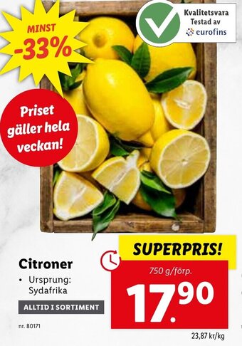 Lidl Citroner erbjuda