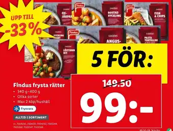 Lidl Findus Frsyta Rätter erbjuda