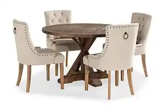 Furniturebox Lire matgrupp rund + 4 viktoria stol trä/beige erbjuda