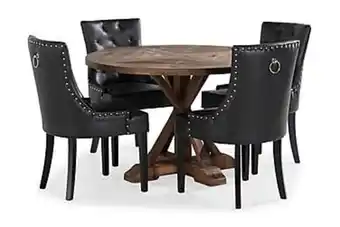 Furniturebox Lire matgrupp rund + 4 carmine stol trä/svart pu erbjuda