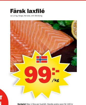 Pekås Färsk laxfilé erbjuda