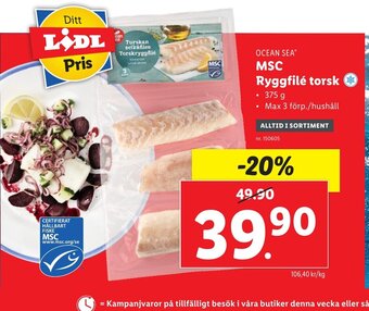 Lidl MSC Ryggfilé Torsk erbjuda