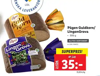 Lidl Pågen Guldkorn/LinggonGrova erbjuda