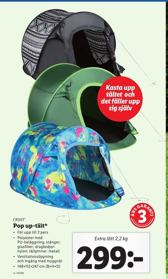 Lidl Pop Up-tält* erbjuda