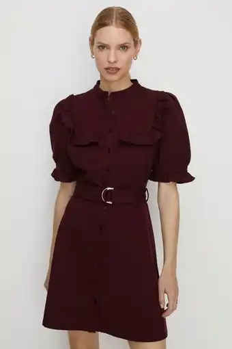 Oasis Ruffle detail belted ponte mini dress erbjuda