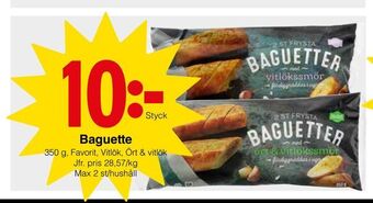 Matöppet Baguette erbjuda