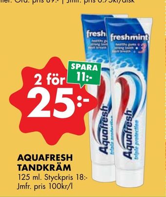 ÖoB Aquafresh tandkräm erbjuda