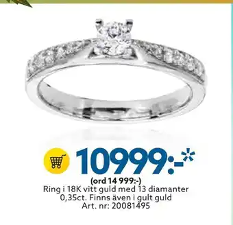 Ring i 18k vitt guld med 13 diamanter 0,35ct