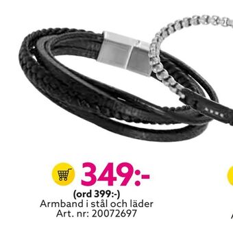 Albrekts Guld Armband i stål och läder erbjuda
