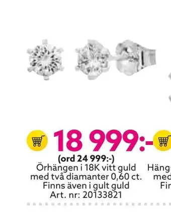 Albrekts Guld Örhängen i 18k vitt guld med två diamanter 0,60 ct erbjuda