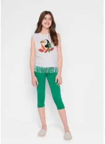 Bonprix Linne med fransar + ¾-leggings för flickor (2 delar) erbjuda