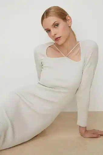 Premium strappy cut out knitted midi dress