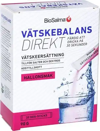 Biosalma vätskebalans direkt hallon 20 dos-sticks