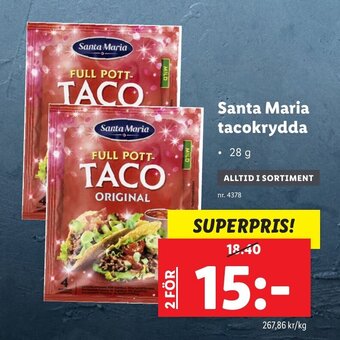 Lidl Santa Maria tacokrydda erbjuda