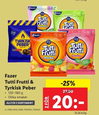 Lidl Fazer Tutti Frutti & Tyrkisk Peber erbjuda