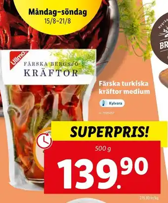 Lidl Färska turkiska kräftor medium erbjuda