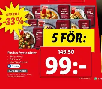 Lidl Findus frysta rätter erbjuda