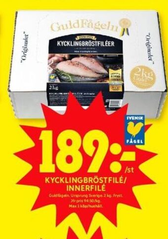 ICA Kvantum Guldfågeln kycklingbröstfilé erbjuda
