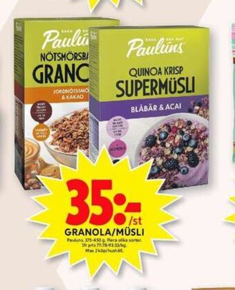 ICA Maxi Paulùns granola erbjuda