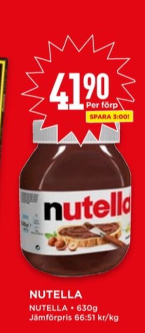 Willys Nutella chokladpålägg erbjuda