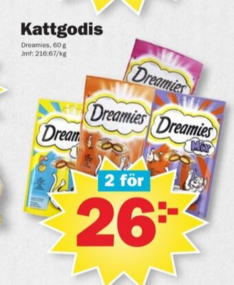 Pekås Dreamies kattgodis erbjuda