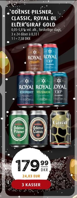 Scandinavian Park Odense pilsner, classic, royal øl eller giraf gold erbjuda