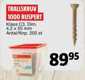 Bauhaus Trallskruv 1000 ruspert erbjuda