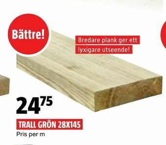 Bauhaus Trall grön 28x145 erbjuda