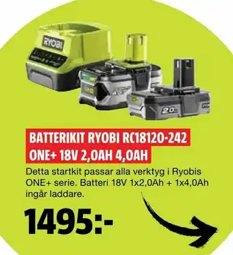 Bauhaus Batterikit ryobi rc18120-242 one+ 18v 2,0ah 4,0ah erbjuda