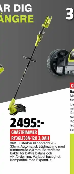 Bauhaus Grästrimmer ry36lt33a-120 2,0ah erbjuda