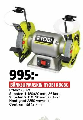 Bauhaus Bänkslipmaskin ryobi rbg6g erbjuda