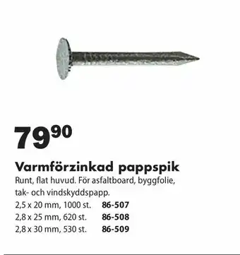 Biltema Varmförzinkad pappspik erbjuda