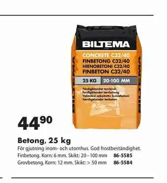 Biltema Betong 25 kg erbjuda