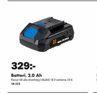 Biltema Batteri 2 ,0 Ah erbjuda