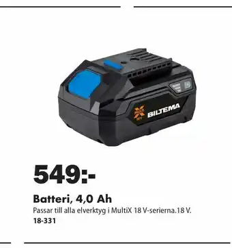 Biltema Batteri 4 ,0 Ah erbjuda