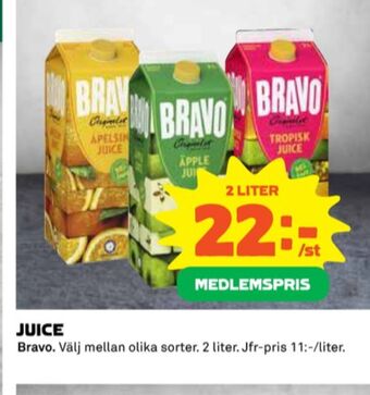 Coop Bravo juice erbjuda