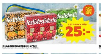 Coop Extra Ekologisk fruktdryck 3-pack erbjuda