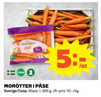 Coop Daglivs Morötter i påse erbjuda