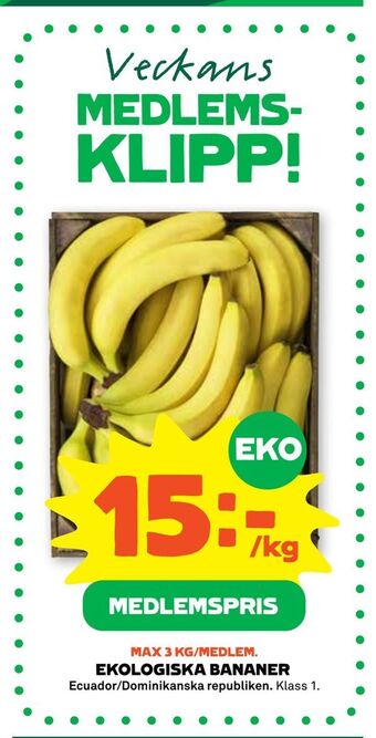 Stora Coop Ekologiska bananer erbjuda