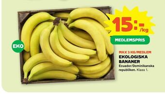 Stora Coop Ekologiska bananer erbjuda