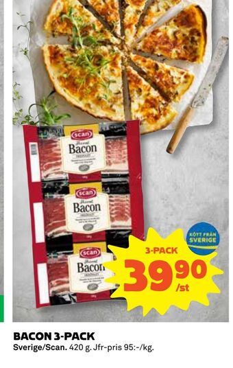 Coop Bacon 3-pack erbjuda