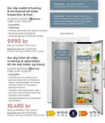 Electrolux Home FRYSSKÅP LUC6NF25X erbjuda