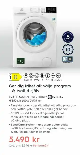 Electrolux Home Tvättmaskin ewf7000w3 erbjuda