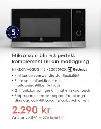 Electrolux Home Mikrovågsugn ems30301ox erbjuda