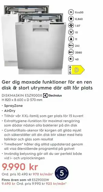 Electrolux Home DISKMASKIN ESZ9000X erbjuda