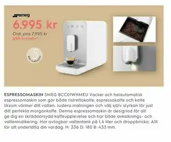Electrolux Home Espressomaskin smeg bcc01whmeu erbjuda