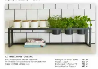 Ramhylla enkel för bänk